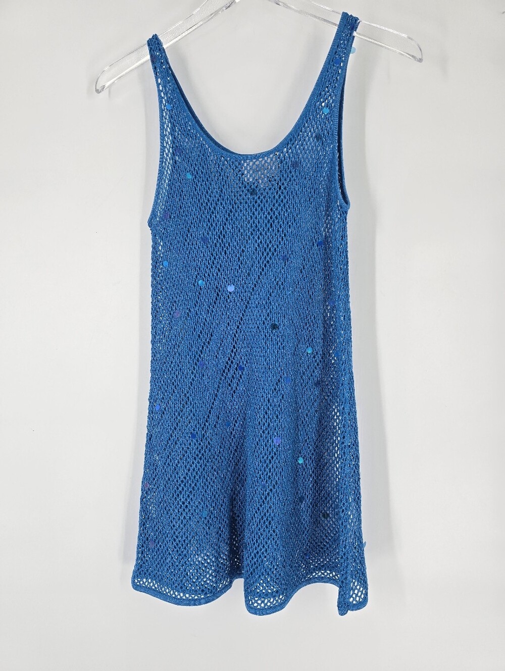 Cinq a Sept 'Greer' Sample Piece Crochet Sleeveless Tank Tunic Blue Size S NEW